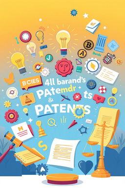An engaging illustration depicting the concepts of trademarks and patents