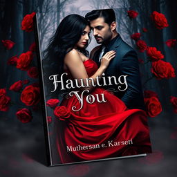A stunning book cover design for a dark romance novel titled 'Haunting You'