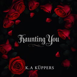 A striking book cover design for a dark romance novel titled 'Haunting You' by K