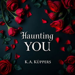 A striking book cover design for a dark romance novel titled 'Haunting You' by K