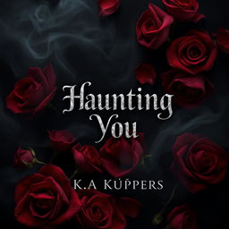 An artistic book cover design for a dark romance novel titled 'Haunting You' by K