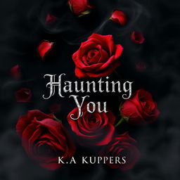 An artistic book cover design for a dark romance novel titled 'Haunting You' by K