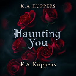 An artistic book cover design for a dark romance novel titled 'Haunting You' by K