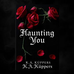 An elegant book cover design for a dark romance titled 'Haunting You' by K