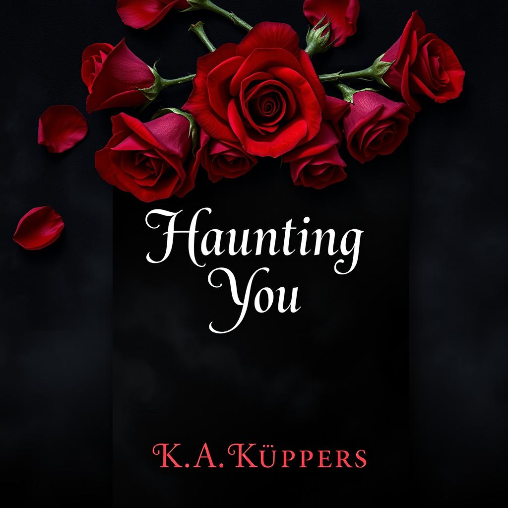 An elegant book cover design for a dark romance titled 'Haunting You' by K