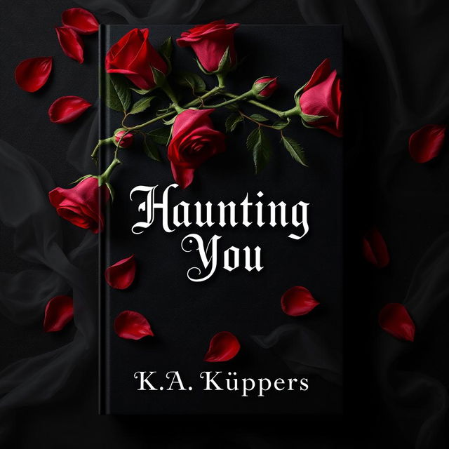 An elegant book cover design for a dark romance titled 'Haunting You' by K