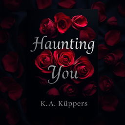 A captivating book cover design for a dark romance novel titled 'Haunting You' by K