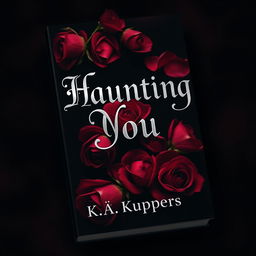 A captivating book cover design for a dark romance novel titled 'Haunting You' by K