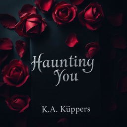 A captivating book cover design for a dark romance novel titled 'Haunting You' by K
