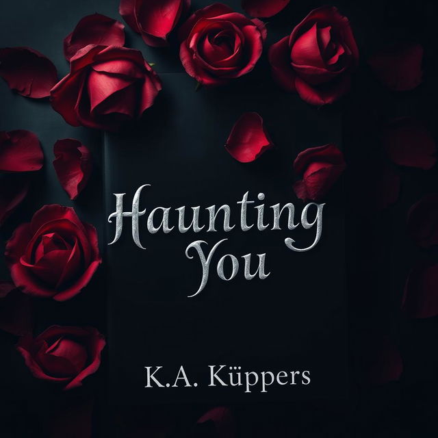 A captivating book cover design for a dark romance novel titled 'Haunting You' by K