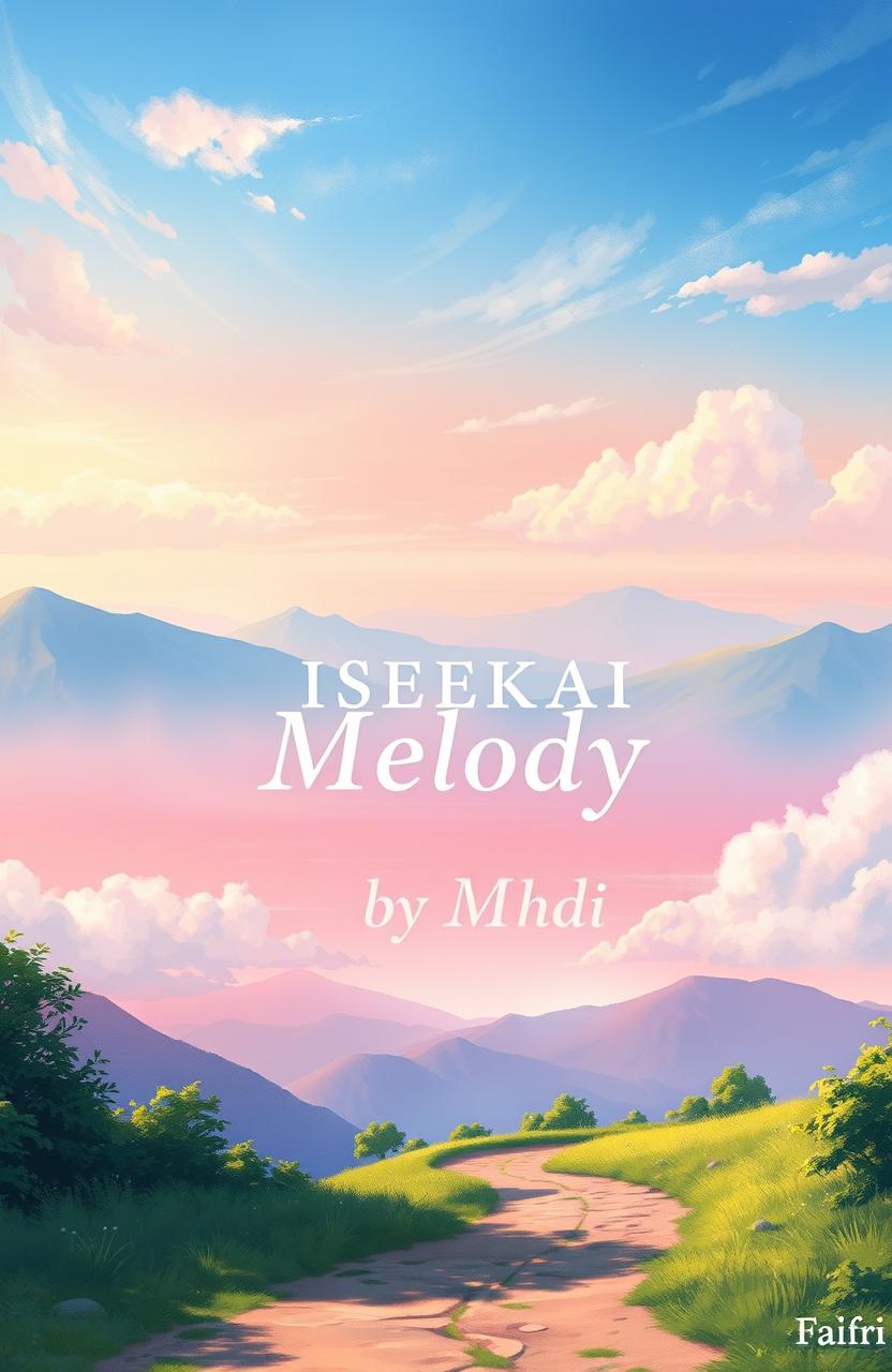 A stunning book cover design for an adventure story titled 'Isekai Melody' by MhdFahri