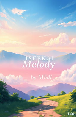 A stunning book cover design for an adventure story titled 'Isekai Melody' by MhdFahri