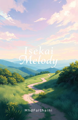 A stunning book cover design for an adventure story titled 'Isekai Melody' by MhdFahri