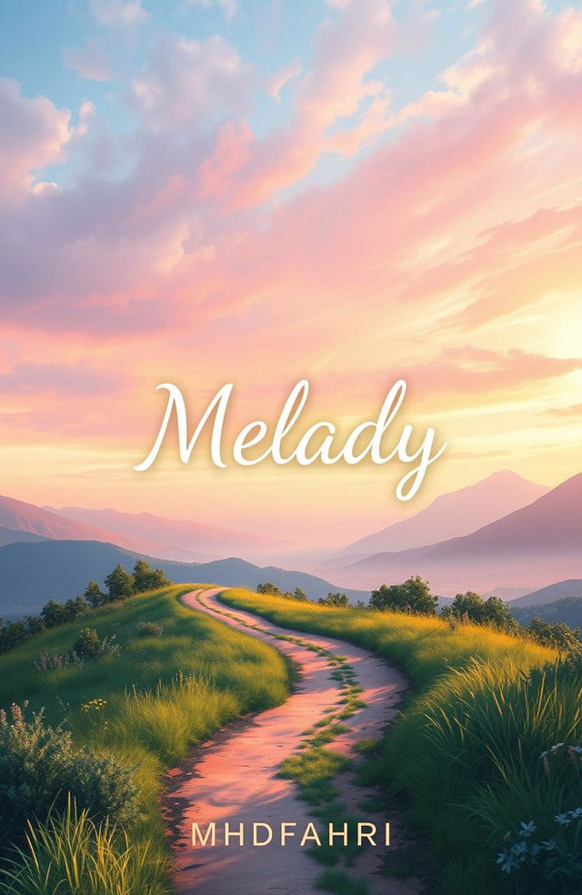 A stunning book cover design for an adventure story titled 'Isekai Melody' by MhdFahri