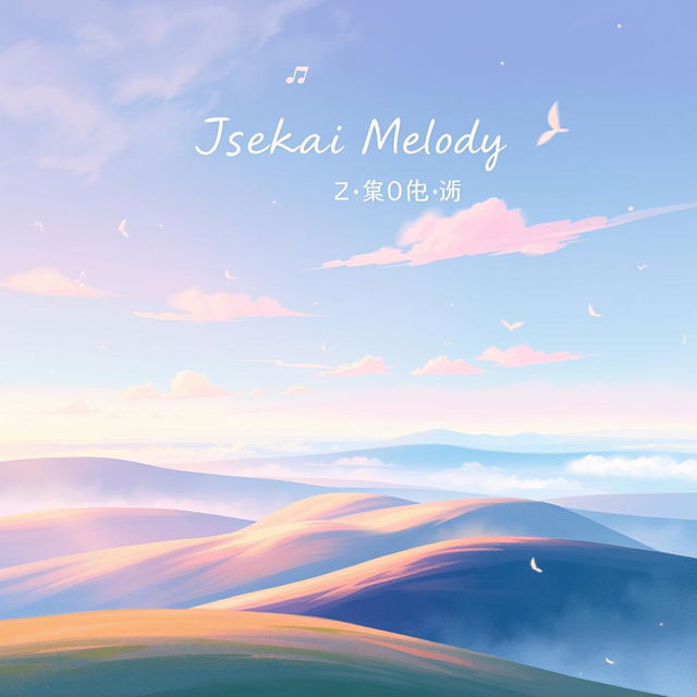 A stunning book cover design for an adventure story titled 'Isekai Melody'