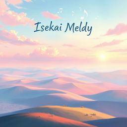 A stunning book cover design for an adventure story titled 'Isekai Melody'