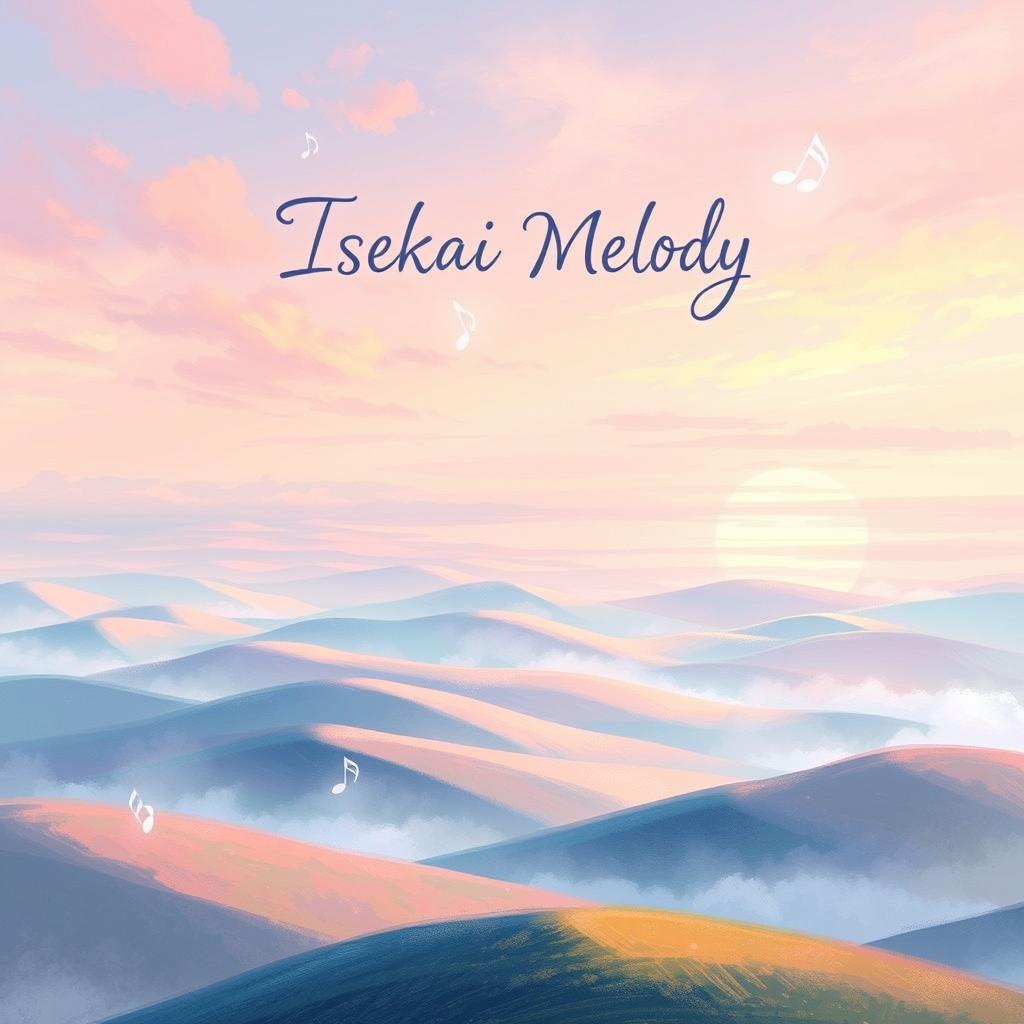 A stunning book cover design for an adventure story titled 'Isekai Melody'