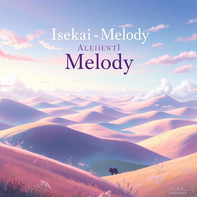 A stunning book cover design for an adventure story titled 'Isekai Melody'