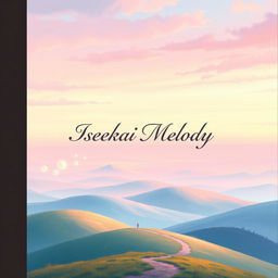 A stunning book cover design for an adventure story titled 'Isekai Melody'