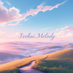 A stunning book cover design for an adventure story titled 'Isekai Melody'