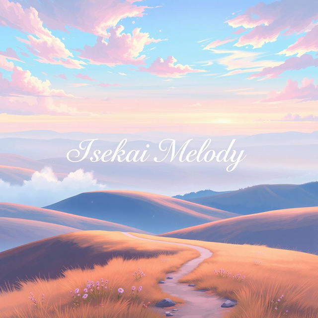 A stunning book cover design for an adventure story titled 'Isekai Melody'