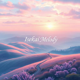 A stunning book cover design for an adventure story titled 'Isekai Melody'