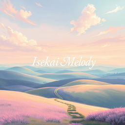 A stunning book cover design for an adventure story titled 'Isekai Melody'