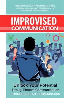 A motivational book cover for a self-help book titled 'Improvised Communication: Mastering the Art of Spontaneity'