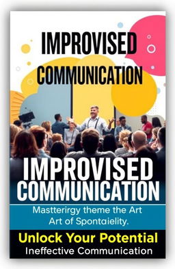 A motivational book cover for a self-help book titled 'Improvised Communication: Mastering the Art of Spontaneity'