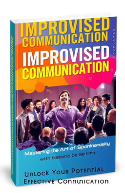 A motivational book cover for a self-help book titled 'Improvised Communication: Mastering the Art of Spontaneity'