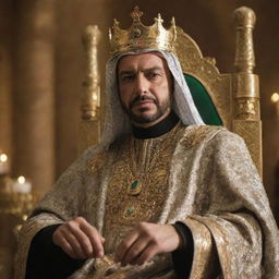 King Alex, now embraces his new identity as King Ahmad. A transformation not just in name, but also in spirit, reflected in his renewed demeanor and enlightened gaze as he stands in his throne room.