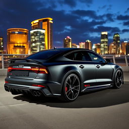A stunning Audi RS7 C8 modified by ABT, showcasing its aerodynamic body kit and aggressive stance
