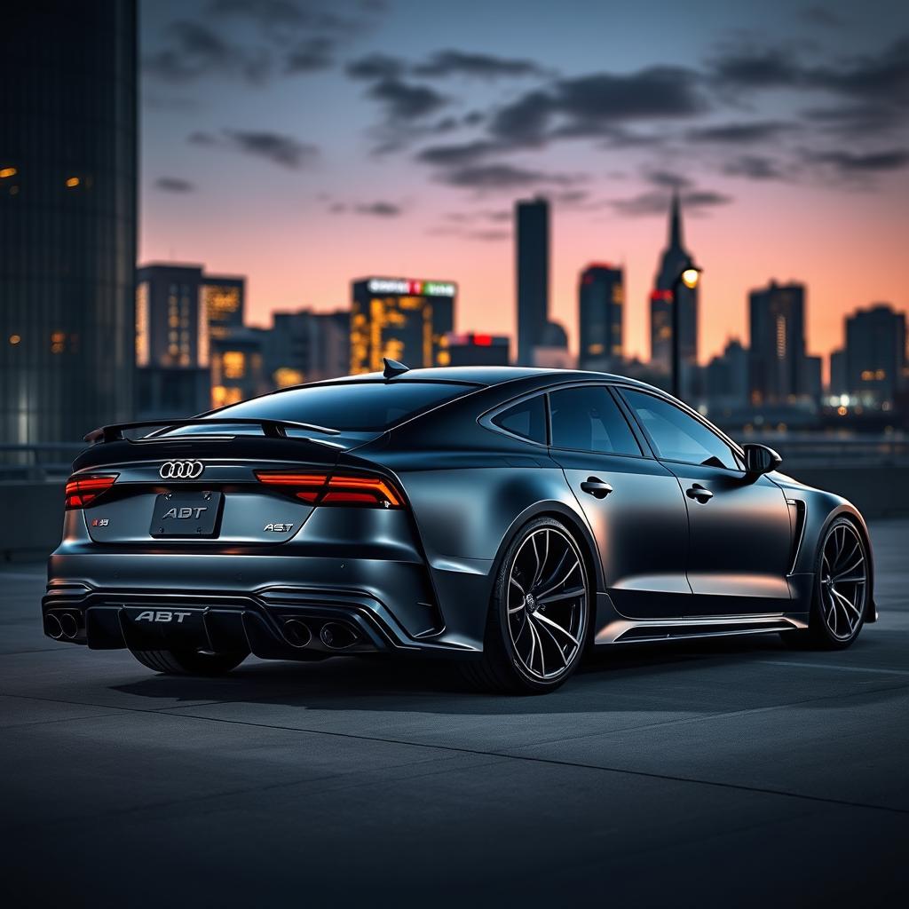 A stunning Audi RS7 C8 modified by ABT, showcasing its aerodynamic body kit and aggressive stance