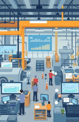 An illustration of a modern manufacturing company with a focus on managerial accounting