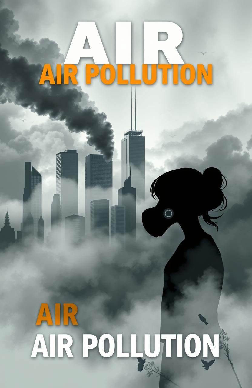 A visually striking book cover design focused on the theme of air pollution