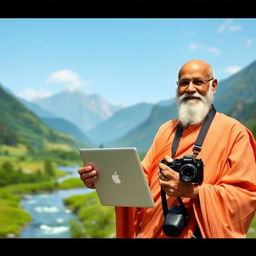 A captivating scene of a wise guru in traditional attire, embodying the essence of 'the learned