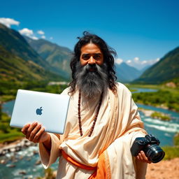 A captivating scene of a wise guru in traditional attire, embodying the essence of 'the learned