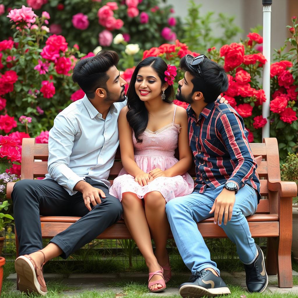 A charming and whimsical scene featuring Alia Bhatt in a delightful babydoll dress, playfully seated on a comfortable bench