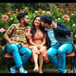 A charming and whimsical scene featuring Alia Bhatt in a delightful babydoll dress, playfully seated on a comfortable bench