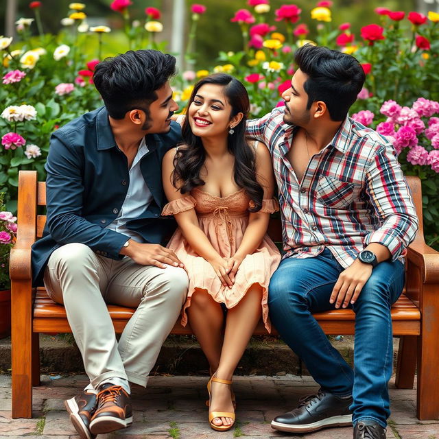 A charming and whimsical scene featuring Alia Bhatt in a delightful babydoll dress, playfully seated on a comfortable bench