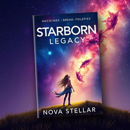 A captivating book cover design for 'Starborn Legacy' by Nova Stellar