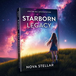 A captivating book cover design for 'Starborn Legacy' by Nova Stellar