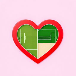 A vibrant red heart shape, bisected down the middle