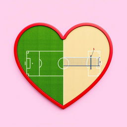 A vibrant red heart shape, bisected down the middle
