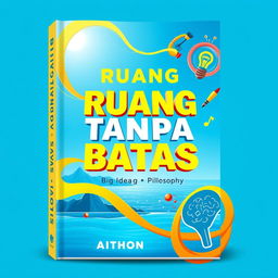 A book cover design for "Ruang Tanpa Batas", exploring creativity, big ideas, and philosophy