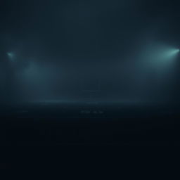 A mysterious football field enveloped in an enigmatic atmosphere, with dim lighting and a foggy ambiance