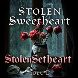 An intriguing book cover titled 'Stolen Sweetheart' with the author name 'Lulu D', characterized by a dark and surreal atmosphere