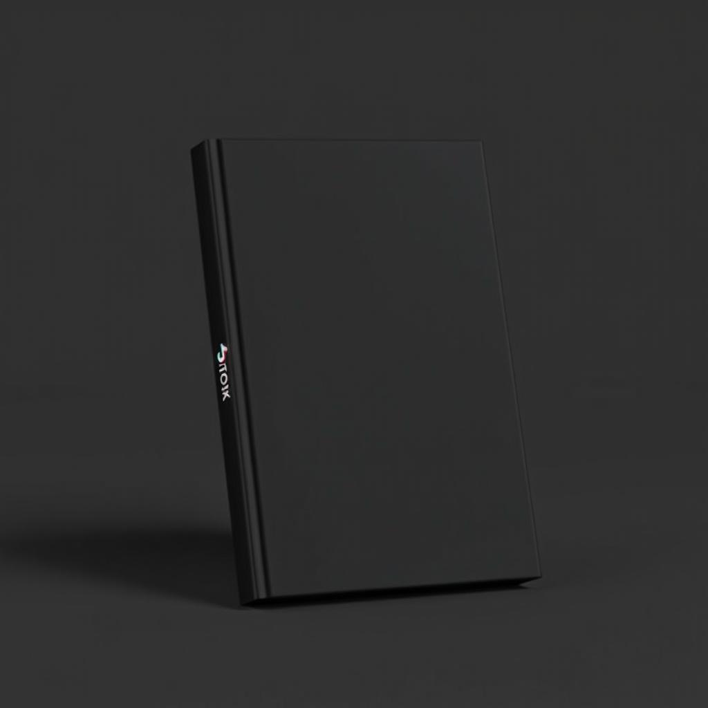 A minimalist book cover design that is completely black, featuring a small TikTok logo placed in one corner