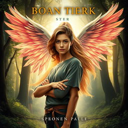 A captivating book cover featuring a young woman with brown hair standing confidently, side by side with a young man