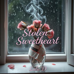A charming book cover titled 'Stolen Sweetheart' featuring the author 'Lulu D', designed with a soft, pink theme that contrasts beautifully with the somber elements
